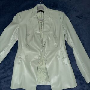 Zara Green Leather Blazer